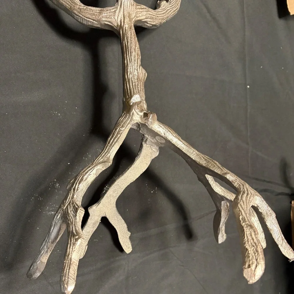 Crate & Barrel Branch Cast Aluminum Silver Branch Candelabra 22